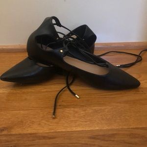 Lace up black point sandals